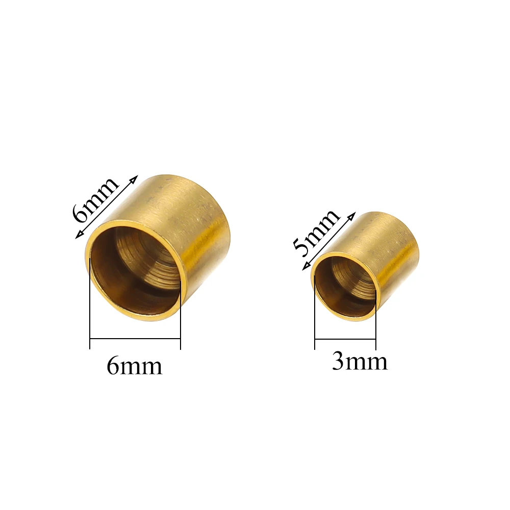 10 teile/los 6x6mm 5x3mm Edelstahl ohne Hebe code Verschlüsse End verbinder passen Leders chnur Armbänder Halskette für DIY Schmuck – Detail 1