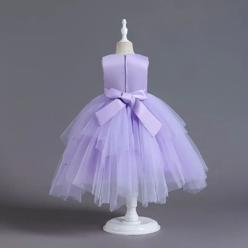 Sequined Girl Princess Dress Layered Tulle Princess Kids' Birthday Dresses Summer Children Wedding Party Costume 3-10T