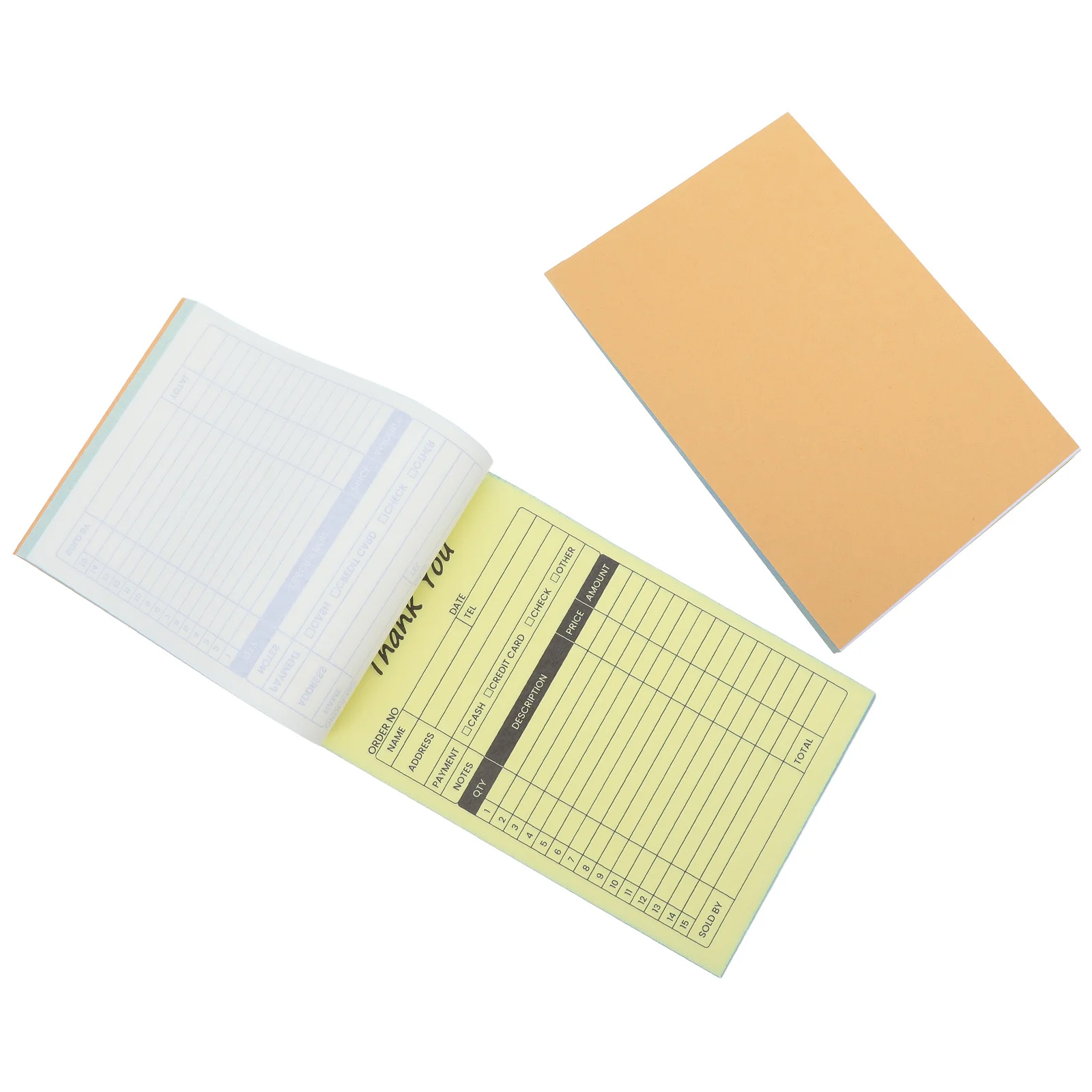 2Pcs Order Receipt Book 2-Part Invoice Book with Sturdy Paper Board Carbon Copies for Business Order Management Portable