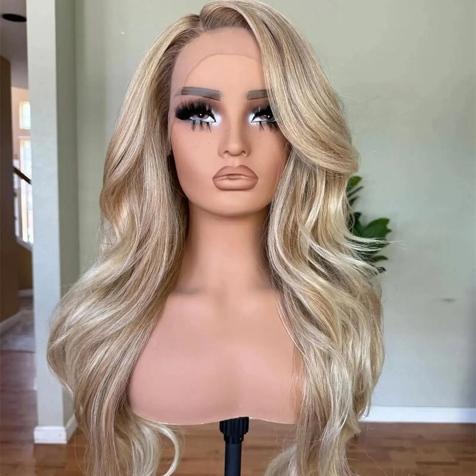 فوتورا شعر مستعار أومبير الرماد شقراء الاصطناعية الدانتيل الباروكات تسليط الضوء على طول طويل نمط جديد الجسم موجة شعر مستعار للمرأة سهلة لارتداء الاستخدام اليومي #1