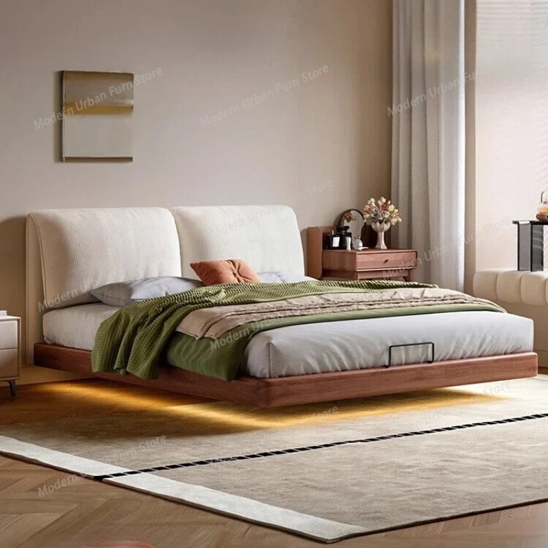 180x200cm Extra Large Bed Frame Floating Wooden Space Saving Massage Bed Queen Double Simple Safe Cama Solteiro Unique Furniture