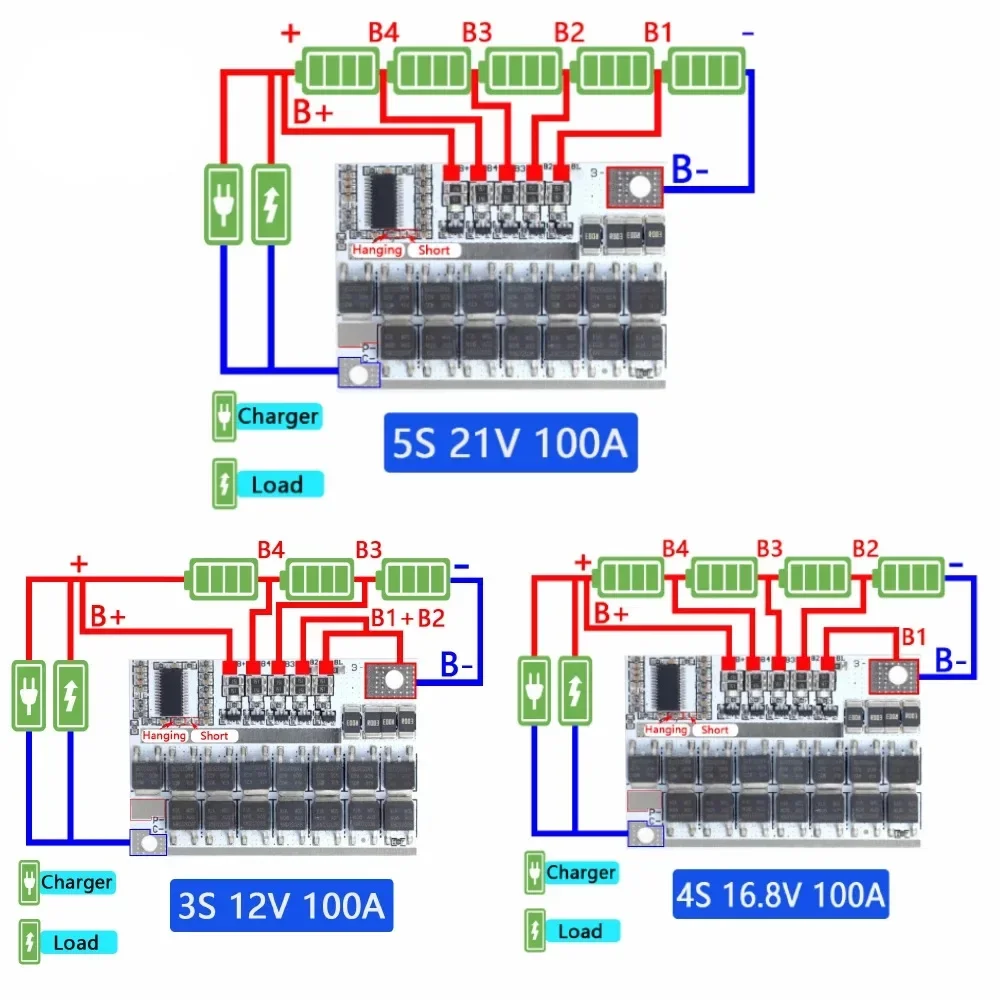 3s 4s 5s Bms 12v 16,8 v 18v 21v 3,7 v 100a Li-ion Lmo placa de circuito de protección de batería de litio ternaria carga de equilibrio de polímero de litio