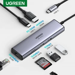 UGREEN Revodok 7 in 1 USB C Splitter Gigabit Ethernet Adapter 4K@60Hz HDMI 100W PD Charging USB A Data Ports SD/TF Card Reader