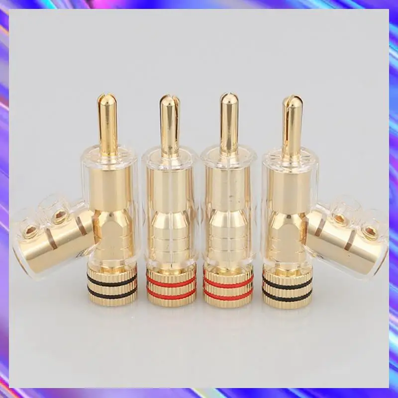 

12Pcs Banana Plugs 45 Degree Angled Banana Connectors Screw Locking Connectors For AV Receiver,Amplifier,Speaker Gold