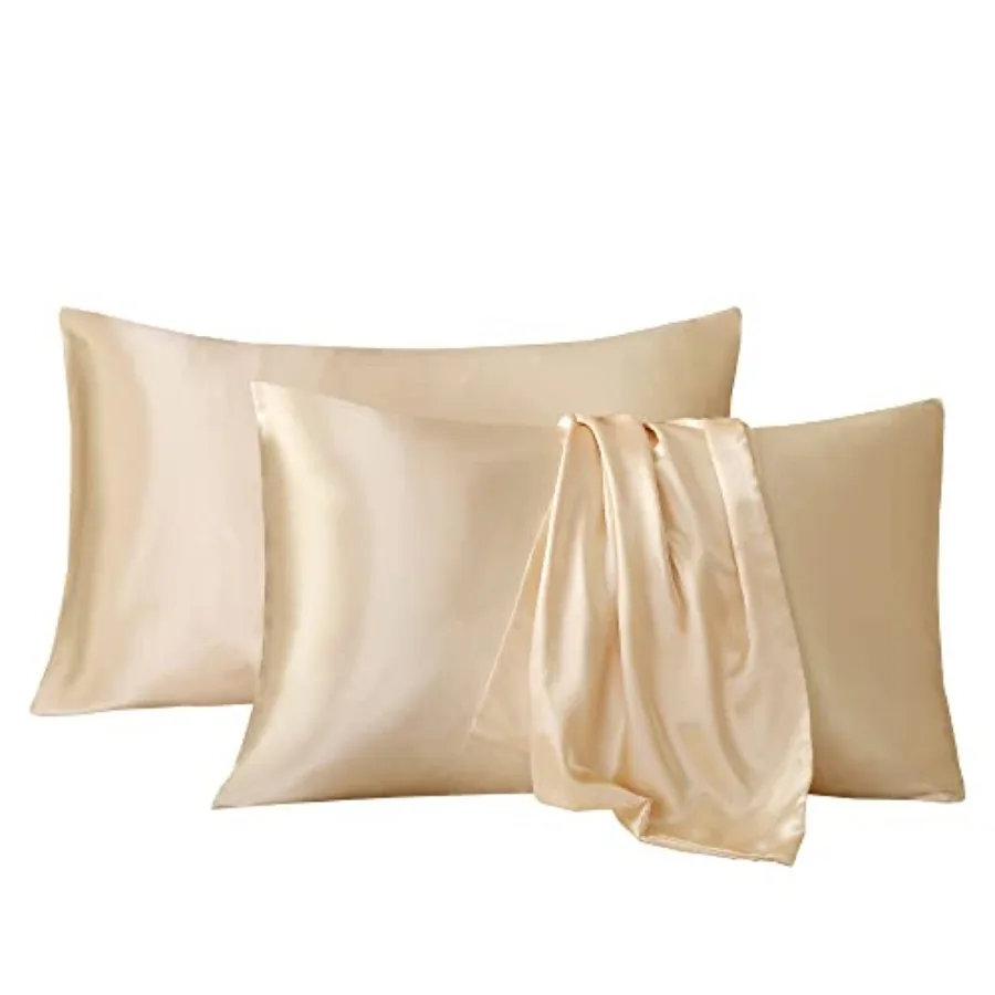 

Satin Pillowcase Set for Hair and Skin Care Cooling, Hypoallergenic, Anti-Frizz, Wrinkle-Free Soft, Luxurious Pillowcases with