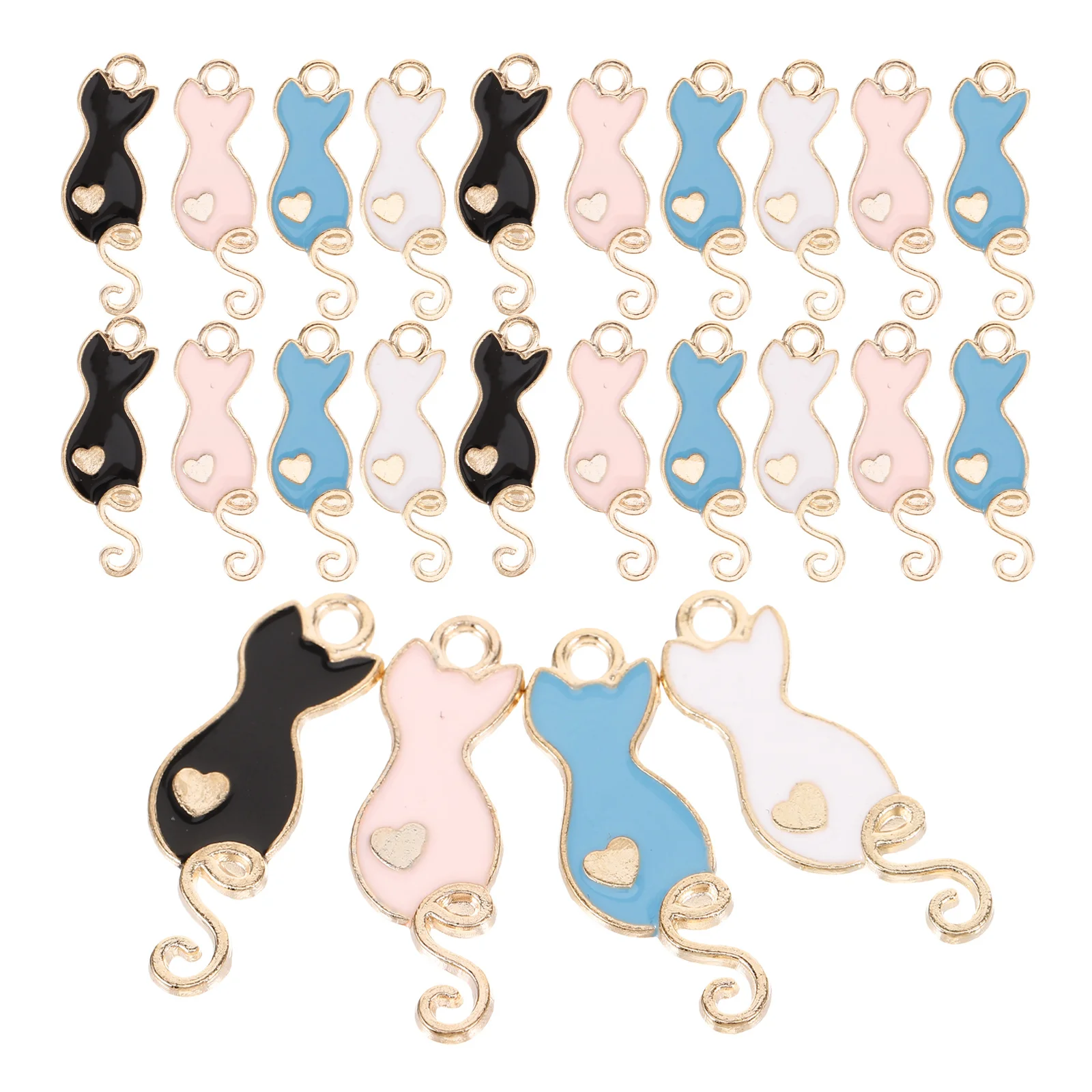 

40Pcs Enamel Cat-Shaped Pendants DIY Necklace Bracelet Accessories Adorable Handmade Charm Decors for Crafts Gifts