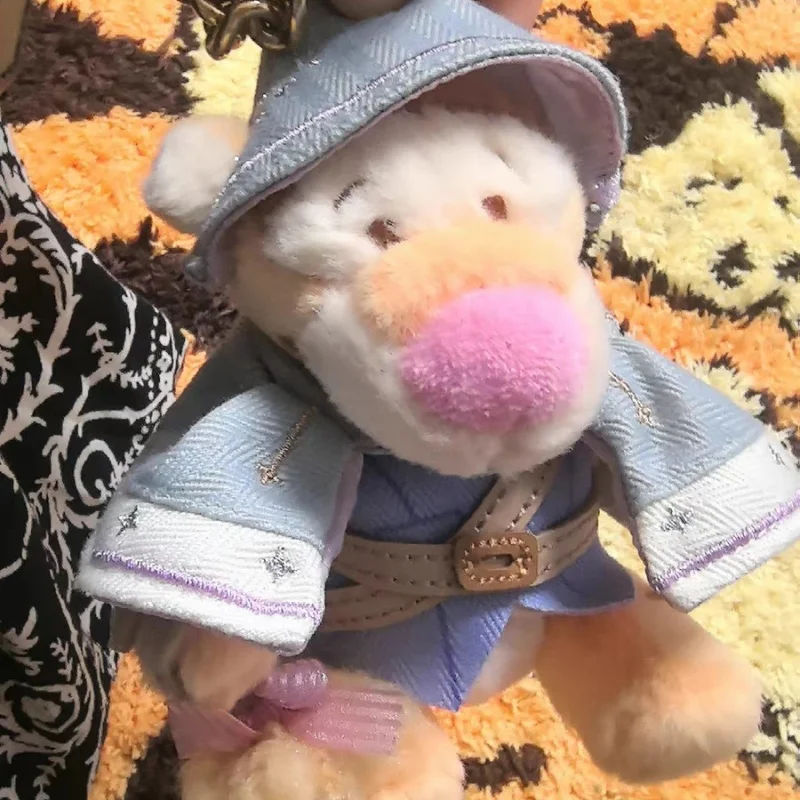 Animation Disney Tigger Eeyore Winter Day Halloween Plush Filled Keychain Couple Backpack Zipper Decoration Toy Birthday Gift