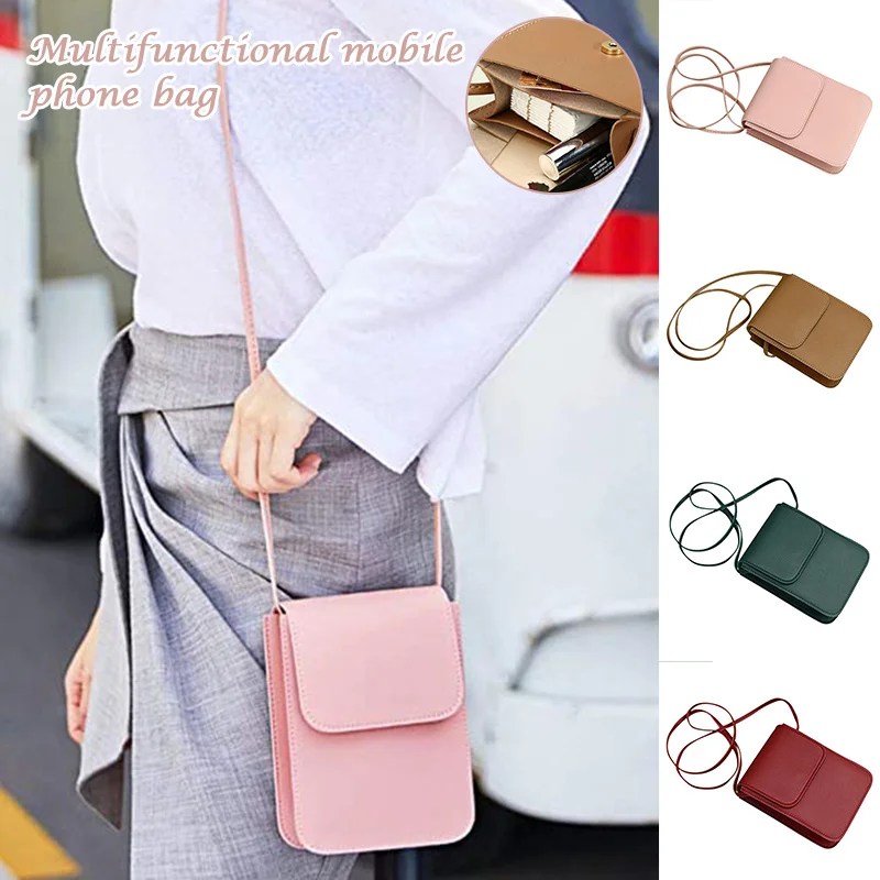 Women's Phone Bag Small Crossbody Shoulder Bags PU Leather Female Cell Phone Multi-pockets Purse Ladies Wallet Messenger Bags