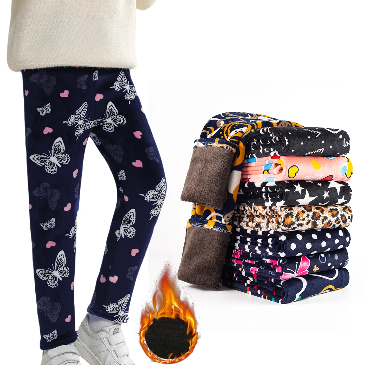 SheeCute Girls Winter Warm Pants Kids Fleece Lined Leggings for 3-11 Years SCW8101