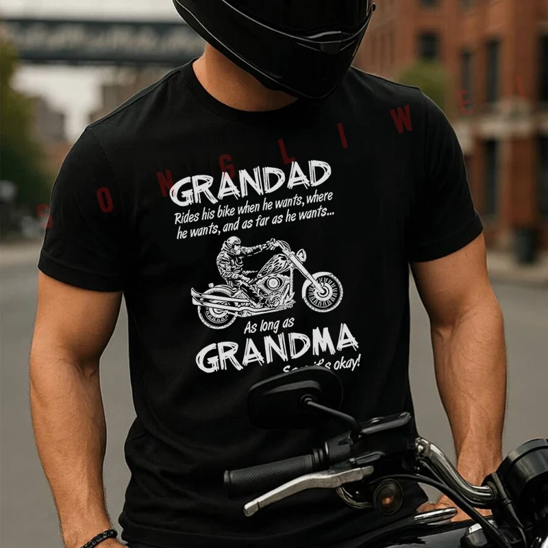 

Grandad Grandma Biker Motorbike Moto T-Shirt Cotton Motorrad Fans New Fashion Summer Men Short Sleeve O-Neck Tees