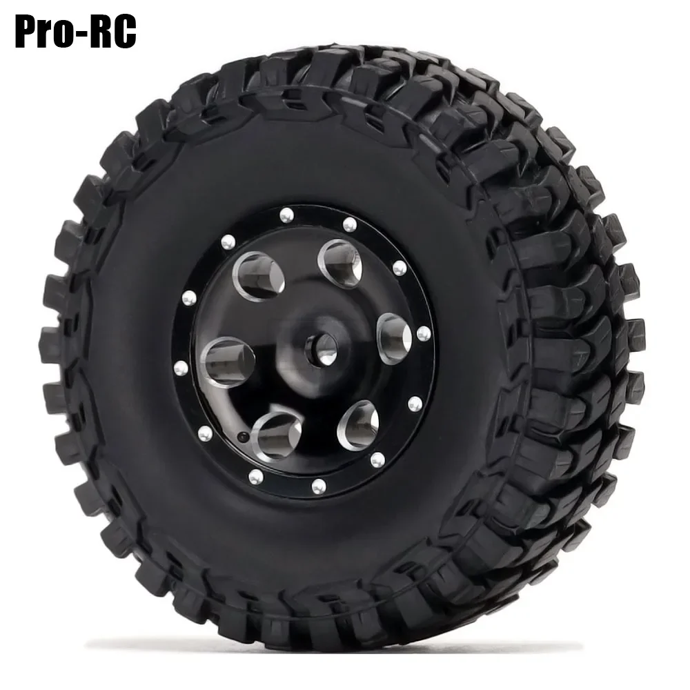 1.0" Alloy Beadlock Wheel Rim & 54x20mm Rubber Tire & Hex 4Pcs for RC 1/24 Axial SCX24 90081 Jimny Other Mini/Micro Crawler Car