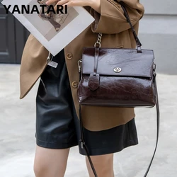 YANATARI Genuine leather handbag leather bag minimalist Crossbody bag women female luxury bag shoulder bag cowhide Vintage Bag