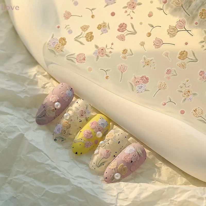 [L & P] 5D عيد الميلاد رومانسية زهور التوليب تنقش مسمار الفن ملصقات الزنبق مائي لتقوم بها بنفسك النقوش الزنبق مانيكير المتزلجون