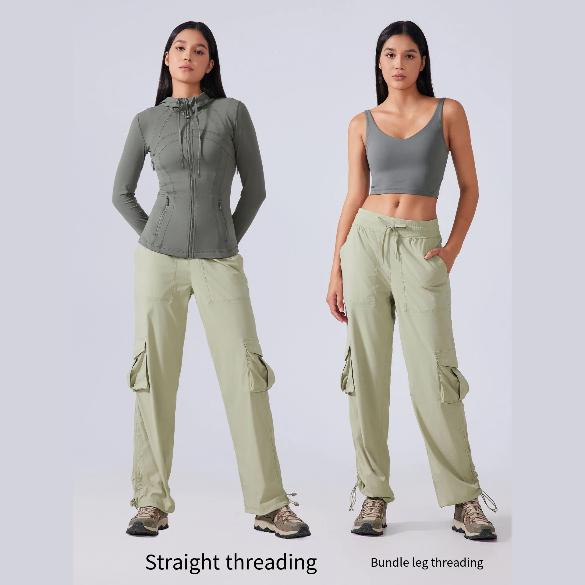 1 Piece of Mid-Waist Sweatpants, New Women's Outdoor Running Casual Straight Pants, Loose Slimming Look Two-Wear Cargo Pants