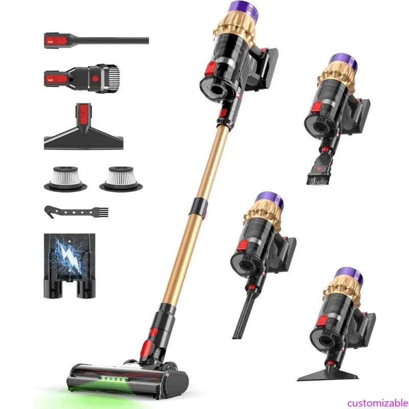 コードレス掃除機、アップグレードされた550W 50KPA 60分、家庭用掃除機、ブラシレスモーター搭載の自立型コードレス掃除機