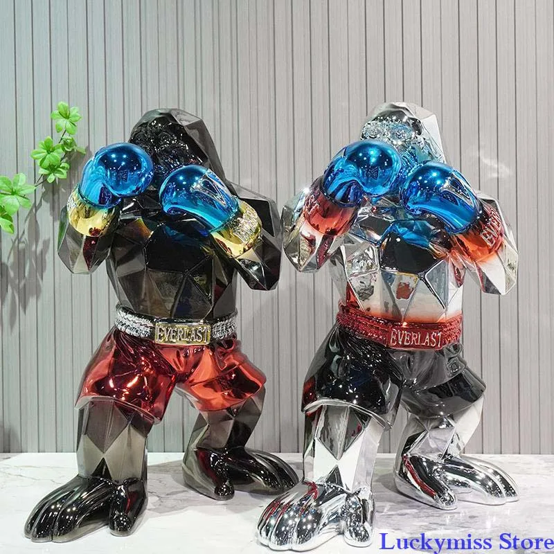 Abstract Boxer Figurine Modern Boxing Animal Fighter Sculpture Creative Tabletop Living‑room Office Decoration Crafts Gift