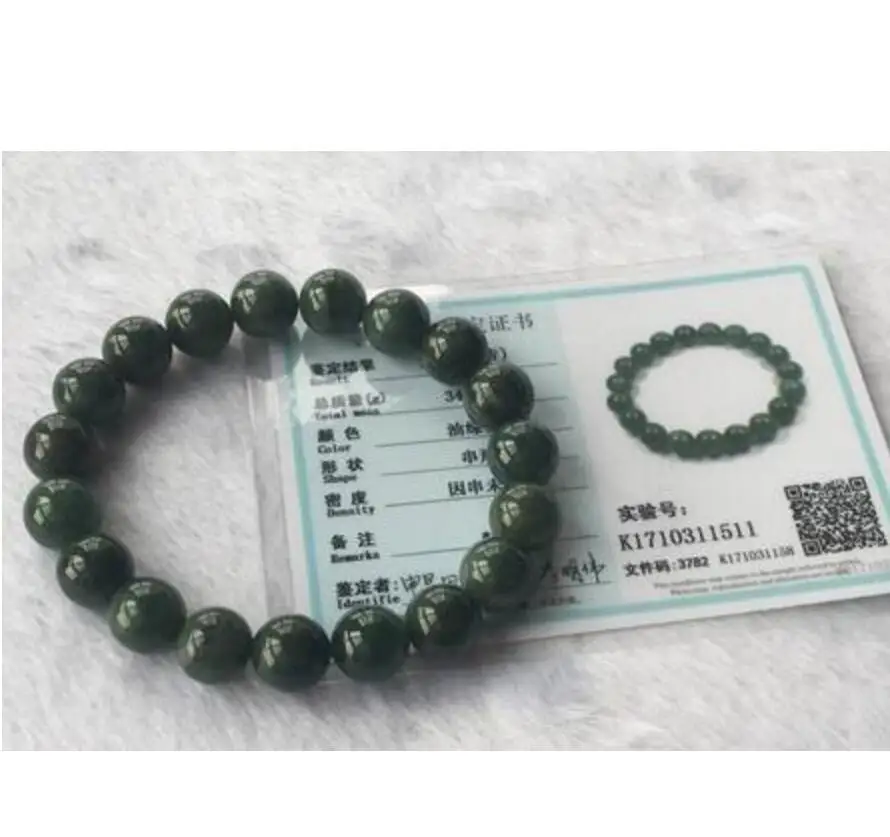 Fashion jewelry  10MM Certified Untreated Green Icy Jadeite Jade Bracelet Special offer 7.5 