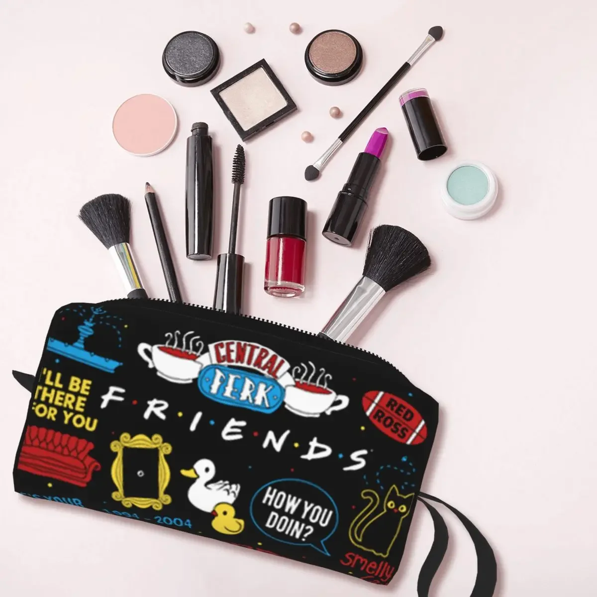 Travel TV Show Friends Symbol Toiletry Bag Portable Cosmetic Makeup Organizer for Women Beauty Storage Dopp Kit Box