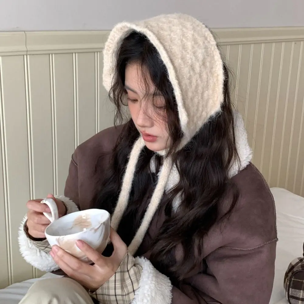 Trendy Thickening Wool Strappy Ear Muff Solid Color Windproof Earlap Warmer Keep Warm Handmade Ear Protection Strap Casual Wear