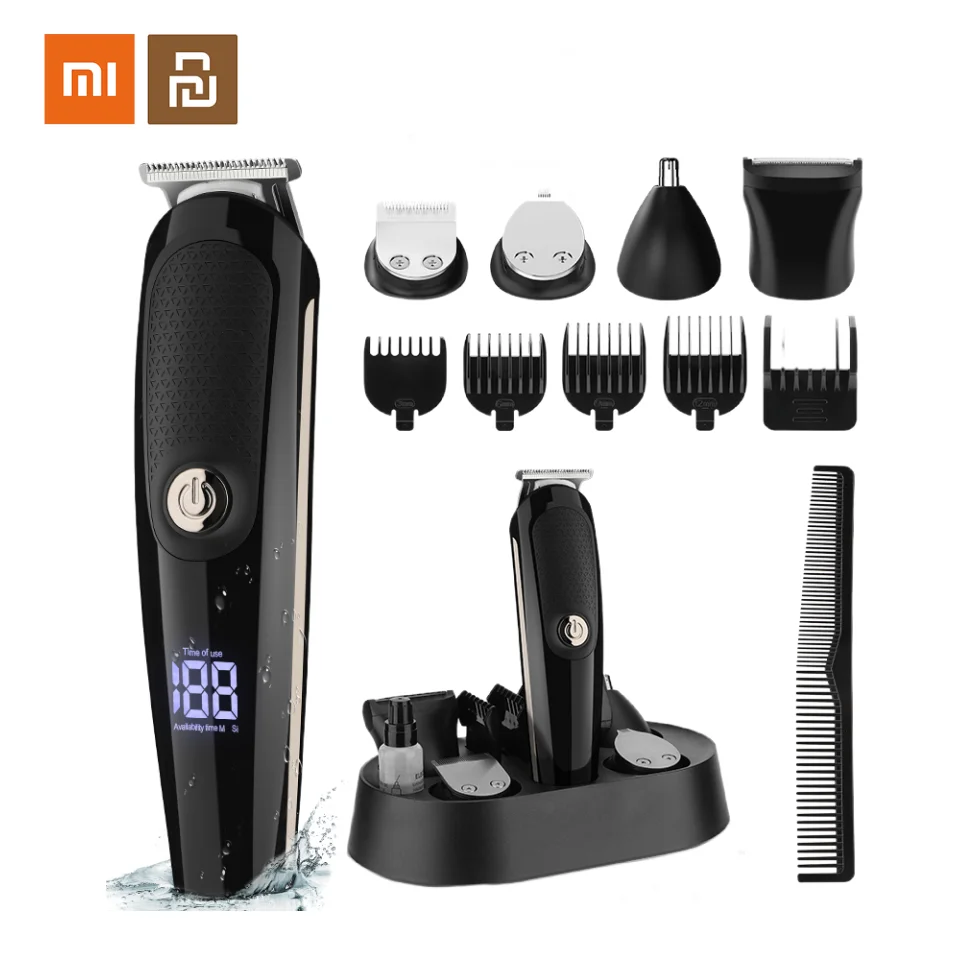 XIAOMI YOUPIN IPX7 Full Body Washing Multifunctional Hair Clipper Carving Nose Hair trimmer Household USB Electric Shaver Set