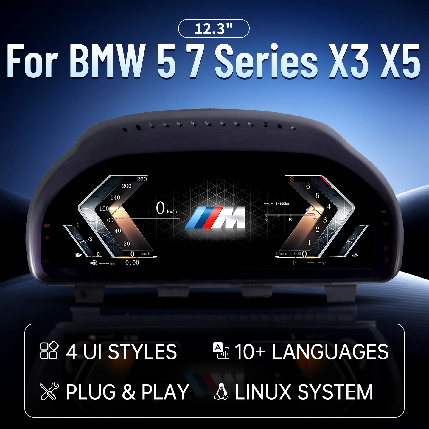 

12.3 Lcd digital Instrument Panel Cluster For BMW F10 F11 F15 F16 F18 F25 F01 F02 Virtuele Cockpit Voor Speedometer Dashboard