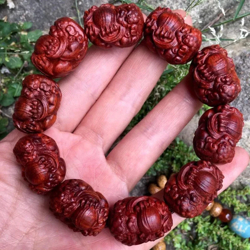 

Natural Pterocarpus Santalinus Carved Pi Xiu Bracelet Buddhist Beads Bracelet Prayer Beads Stretch Bracelet Bracelet for Men