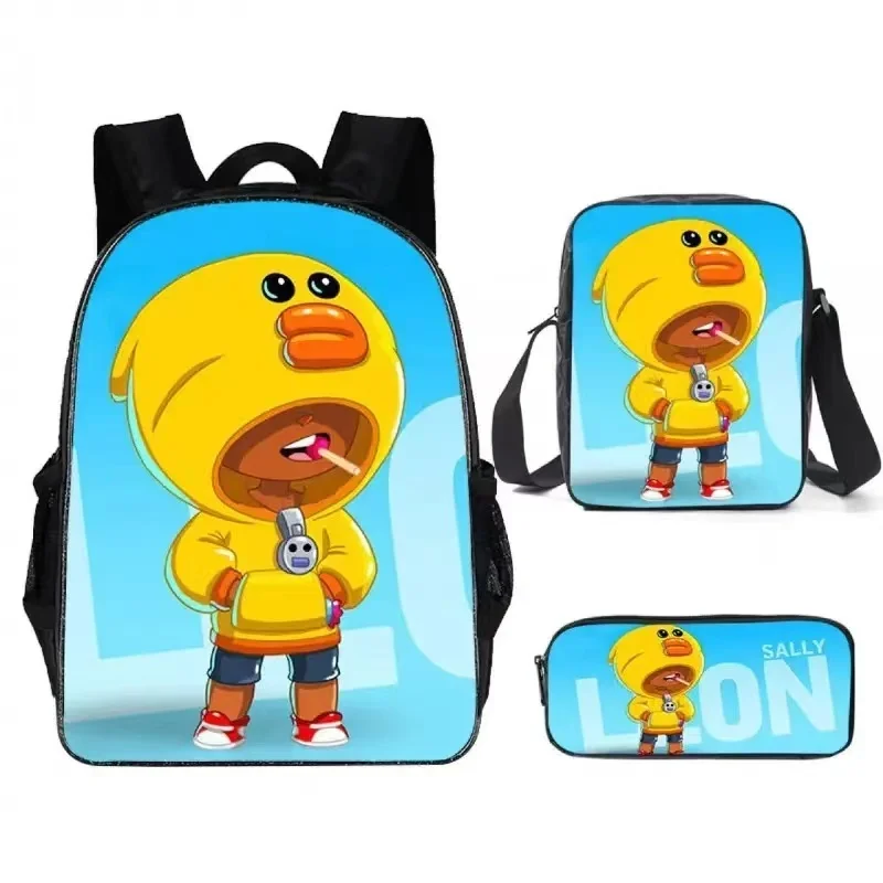 Anime Lyons Cute Backpacks Three-piece Set Children\'s Backpack Student Backpack Outdoor Travel Bag Shoulder Bag Pencil Case Set