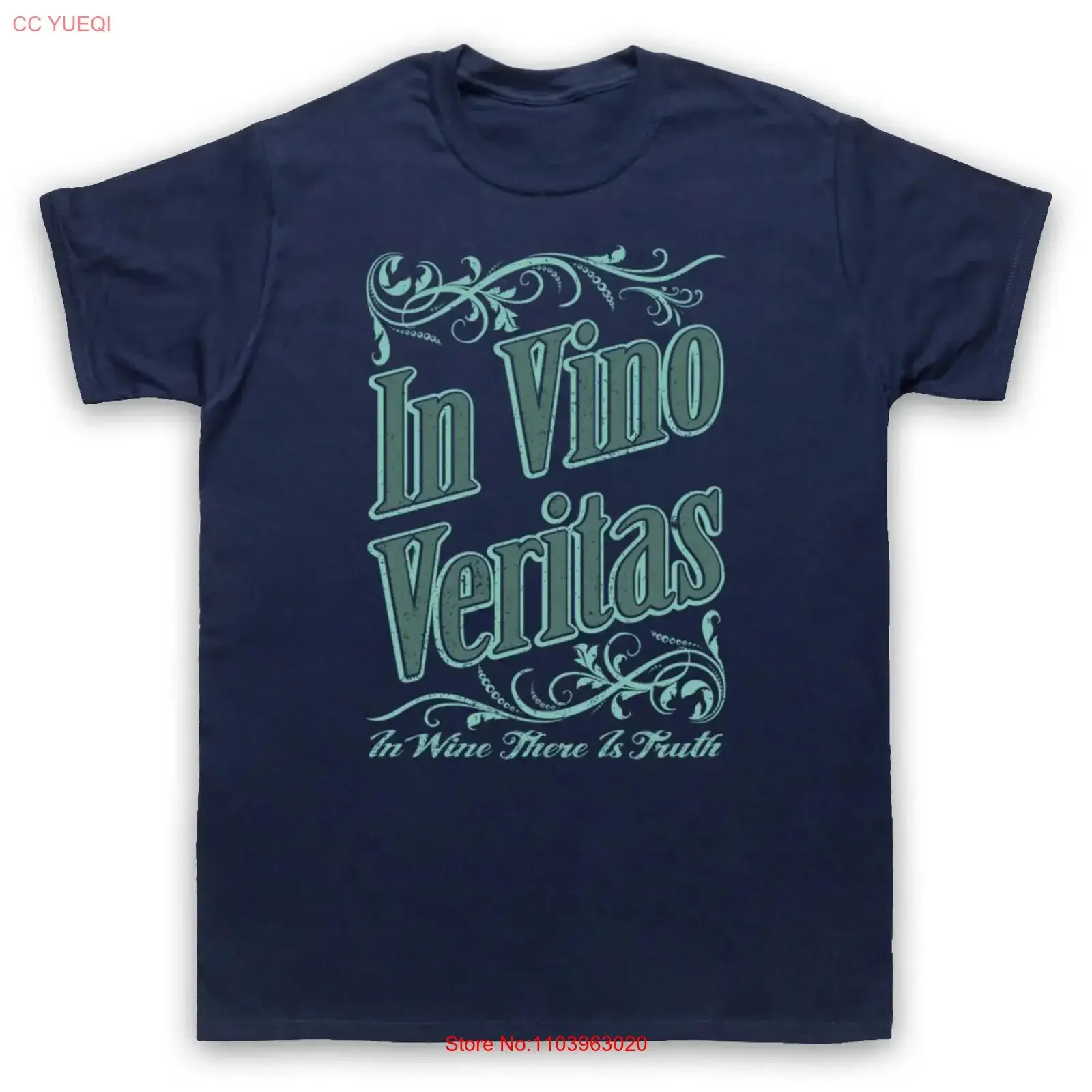 T-shirt vintage pour hommes et femmes avec la phrase latine « IN VINO VERITAS WINE THERE IS TRUTH FUN », vêtements de créateur lavés, confortables et respirants