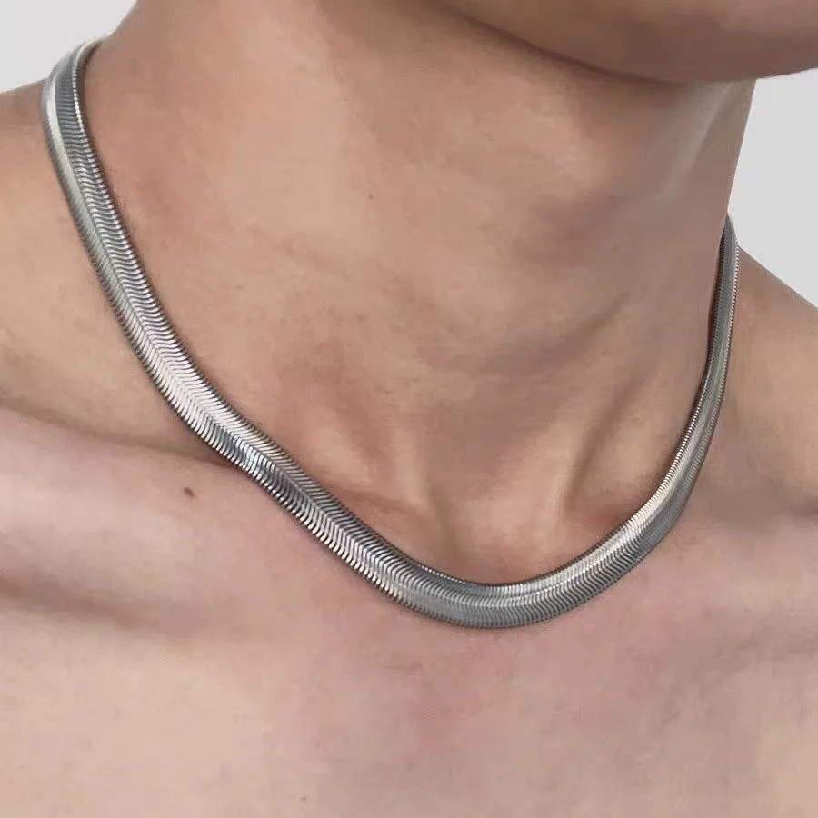 ASONSTEEL 6mm Breite Schlangenkette Halskette Edelstahl Halsband Für Frauen Männer Groß Großhandel Boho DIY Zubehör Unisex Schmuck