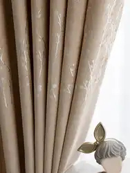 Cream yellow garden jacquard thickened shading bedroom living room curtains