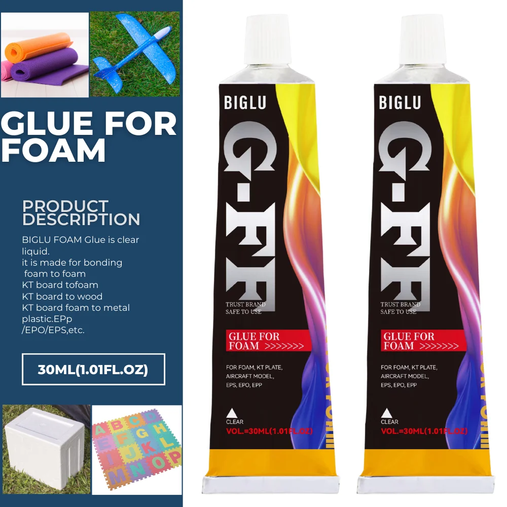 30ML BIGLU Glue For Foam KT Plate Bonding Sponge Pearl Aircraft Model Adhesive Wood Metal Paper EPS EPO EPP Soft Glue