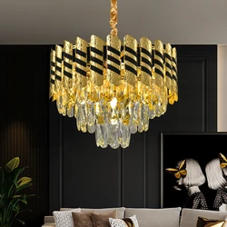 Modern crystal 40cm Black Gold 3-story crystal chandelier Recessed ceiling chandelier for master bedroom living room dining room