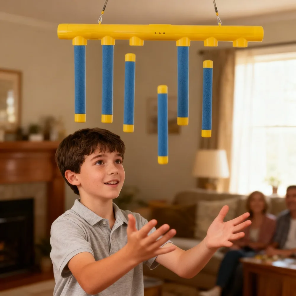 

Adult and children grabbing stick game, falling stick grabbing sensory toy, hand reaction training, reflex challenge party game