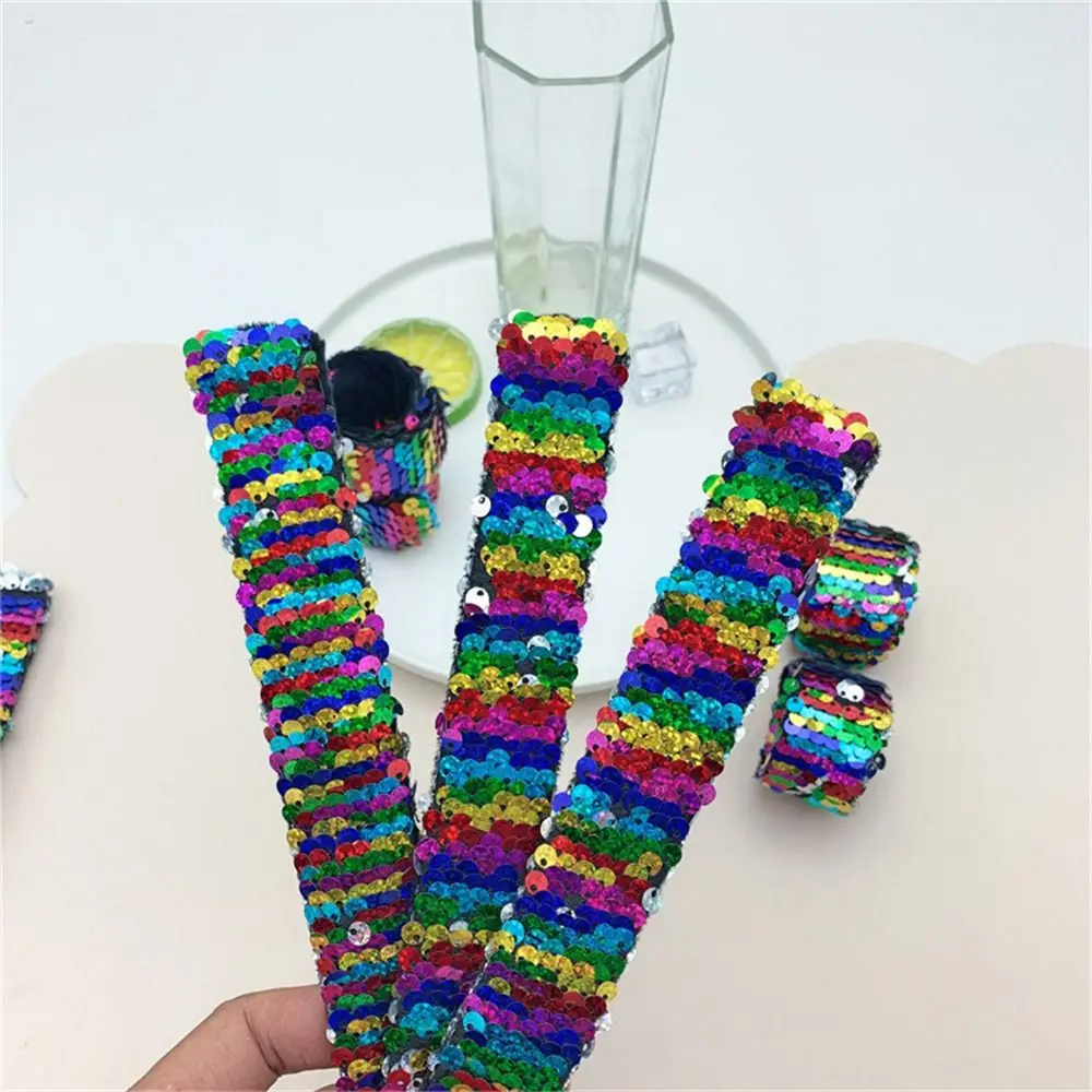 Little Mermaid Glitter Slap Wristband Two-Color Paillette Mermaid Sequin Wristband Colorful Mermaid Theme Clap Circle Toys