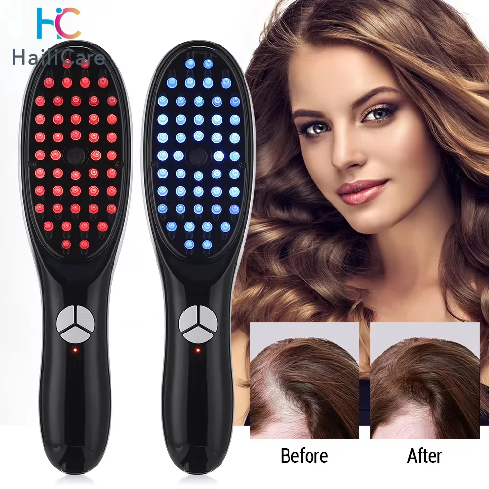 

Electric Vibration Hair Growth Massage Comb Red and Blue Light Therapy Portable Micro-current Medicine Applicator Nourishing