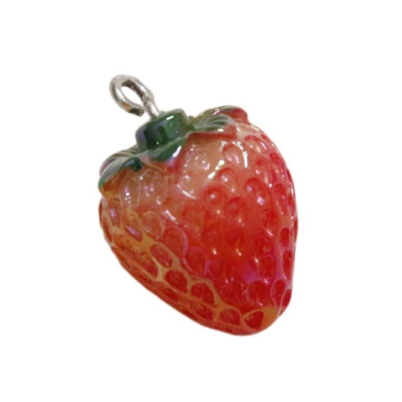 Dainty Sweet Fruit Resin Pendant Strawberry Ornament Necklace Jewelry Craft Supplies for Creative Jewelry Making