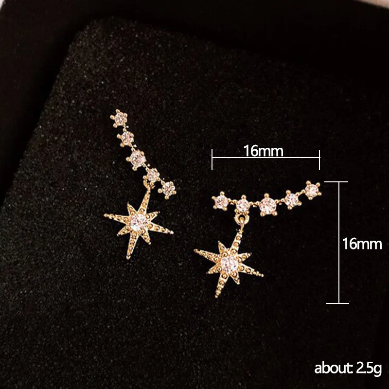 CAOSHI Exquisite Star Earrings for Women Graceful Lady Wedding Accessories with Brilliant Cubic Zirconia Fashion Female Jewelry