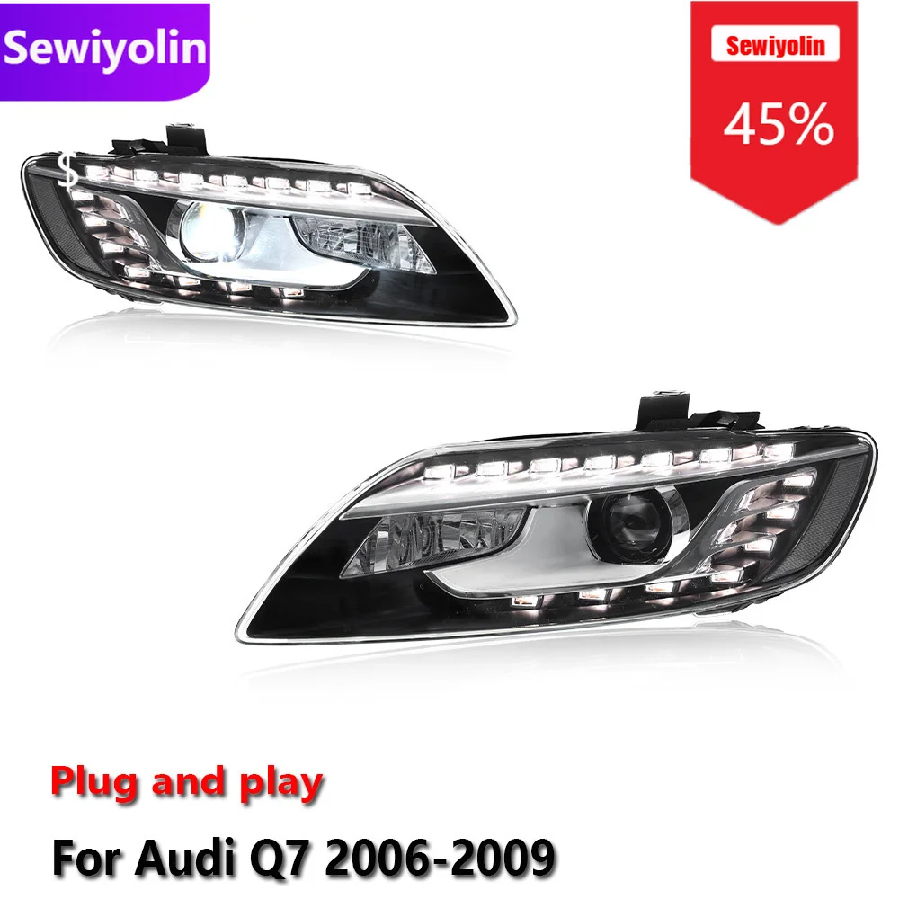 

Car DRL LED Headlight Assemblies For Audi Q7 2006-2009 Fog DRL Brake Turn Signal Lamp Plug And Play