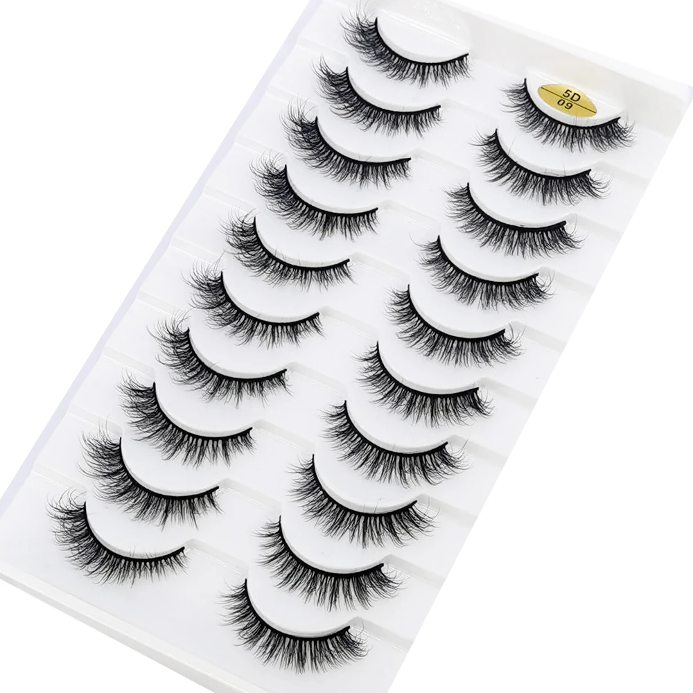 New 10Pairs Handmade 3D mink Lashes Short Fake Eyelashes Cross Messy Natural Eye Lashes Stage Makeup Soft False Eyelashes Cilios