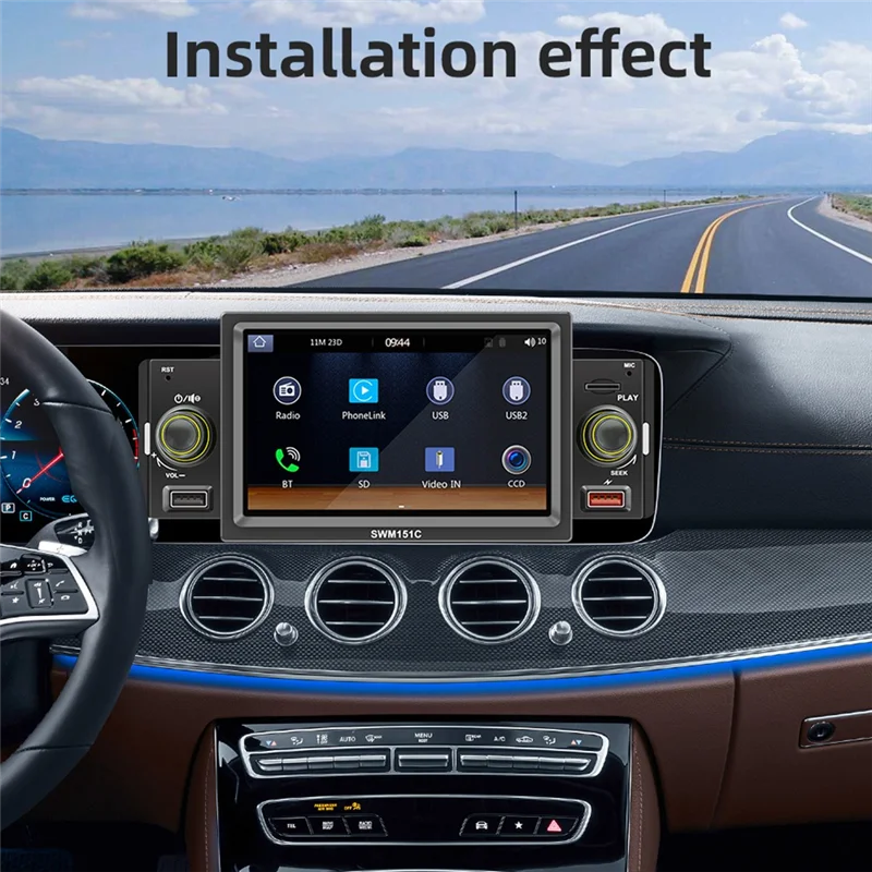 1 Din Car Radio CarPlay 5 Inch MP5 Player Bluetooth Hands Free A2DP USB FM Receiver Audio System 151C