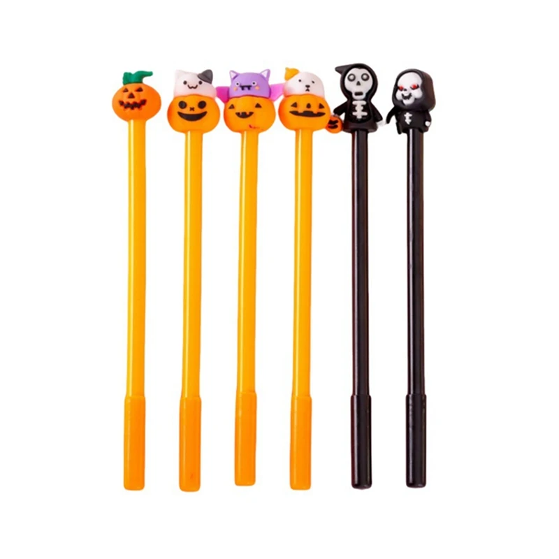 6/12/24PCS Cartoon Gel Ink Pen Pumpkin Ghost Halloween Party Favors Kids Halloween Decor Harror Halloween Party Gift Bag Fillers