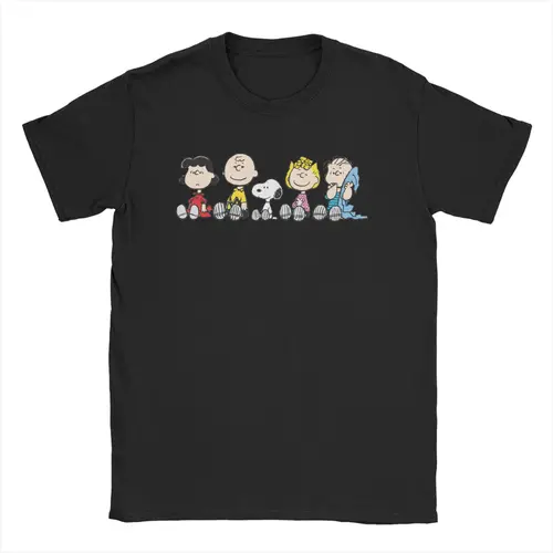 Imagen 1 del producto Camiseta de maní de perro de dibujos animados de Snoopys para todas las estaciones, camiseta Unisex 100% de algodón, ropa de manga corta