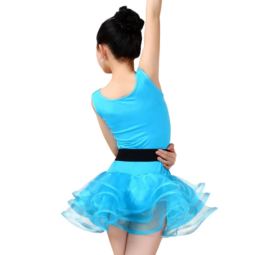 Free Shipping One-Piece Dance Dress Girls Dresses Kids Stage Show Costumes Lovely Ballroom Tutus Salsa Dancing Clothing For Sale