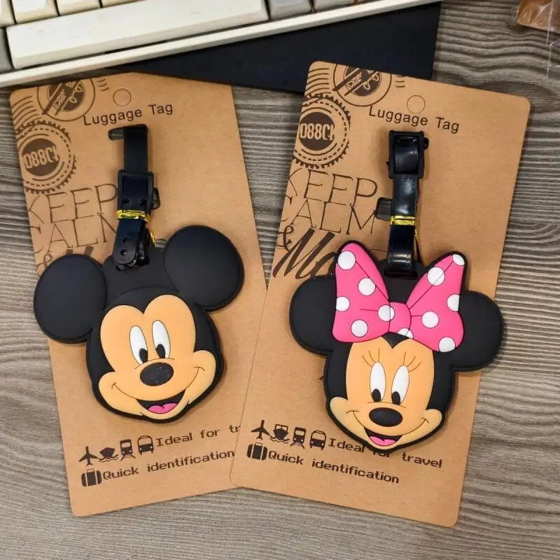 

Disney Mickey Mouse Minnie Cartoon Luggage Tag Tourism Tag Luggage Accessories Anime Peripheral Backpack Pendant Gifts for Girls