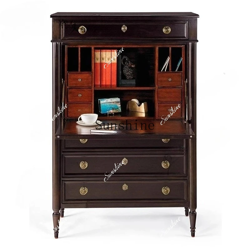 Medieval solid wood chest large capacity entrance locker can be customized  FT
