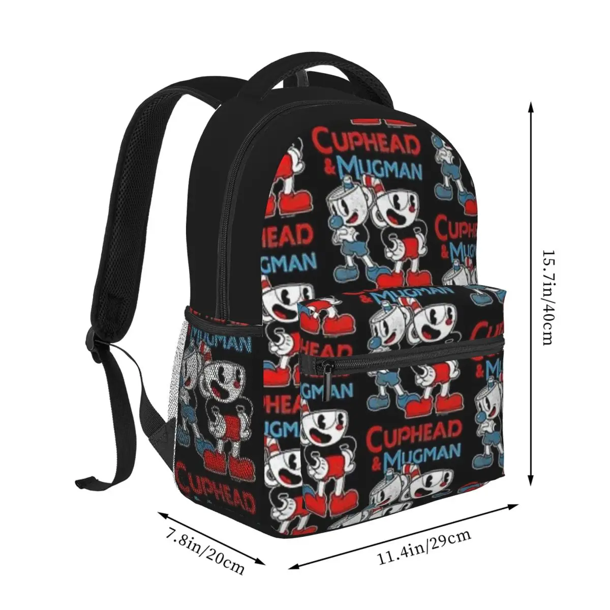 Cuphead & Mugman Dynamic Duo Nova Moda Mochila À Prova D 'Água de Alta Capacidade Na Moda Meninas Meninos Laptop Escola Bolsa de Livro 16 polegadas