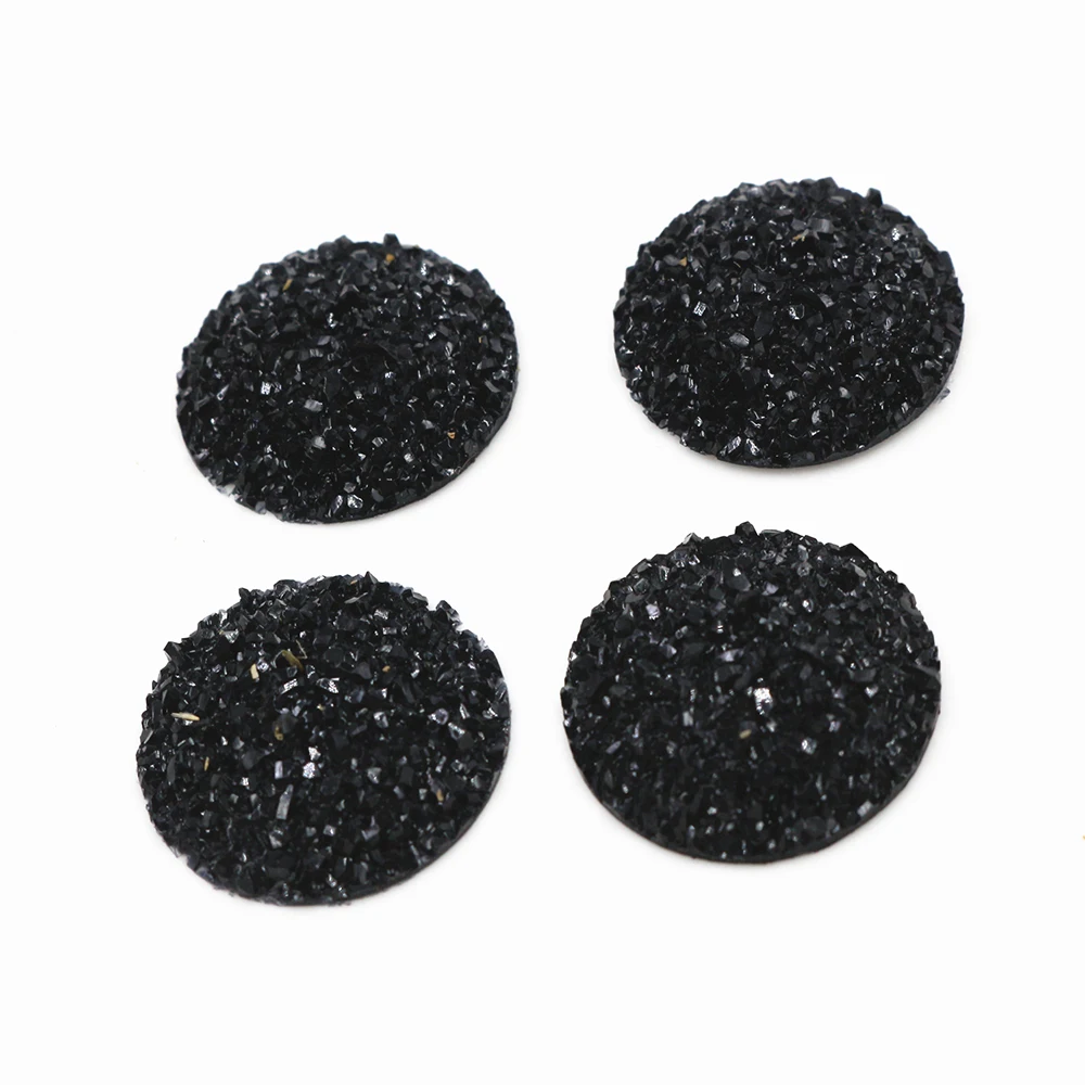 New Fashion 10pcs 25mm Black Colors Natural ore Style Flat back Resin Cabochons For Cameo Base accessories