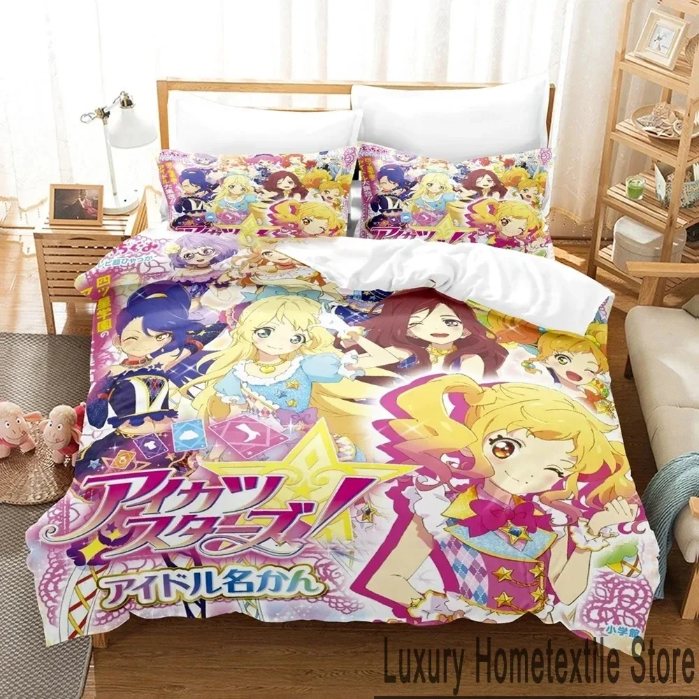 

Пододеяльник Aikatsu Idol для мальчиков и девочек, Детский комплект с 3D рисунком, пододеяльник, наволочка, для взрослых