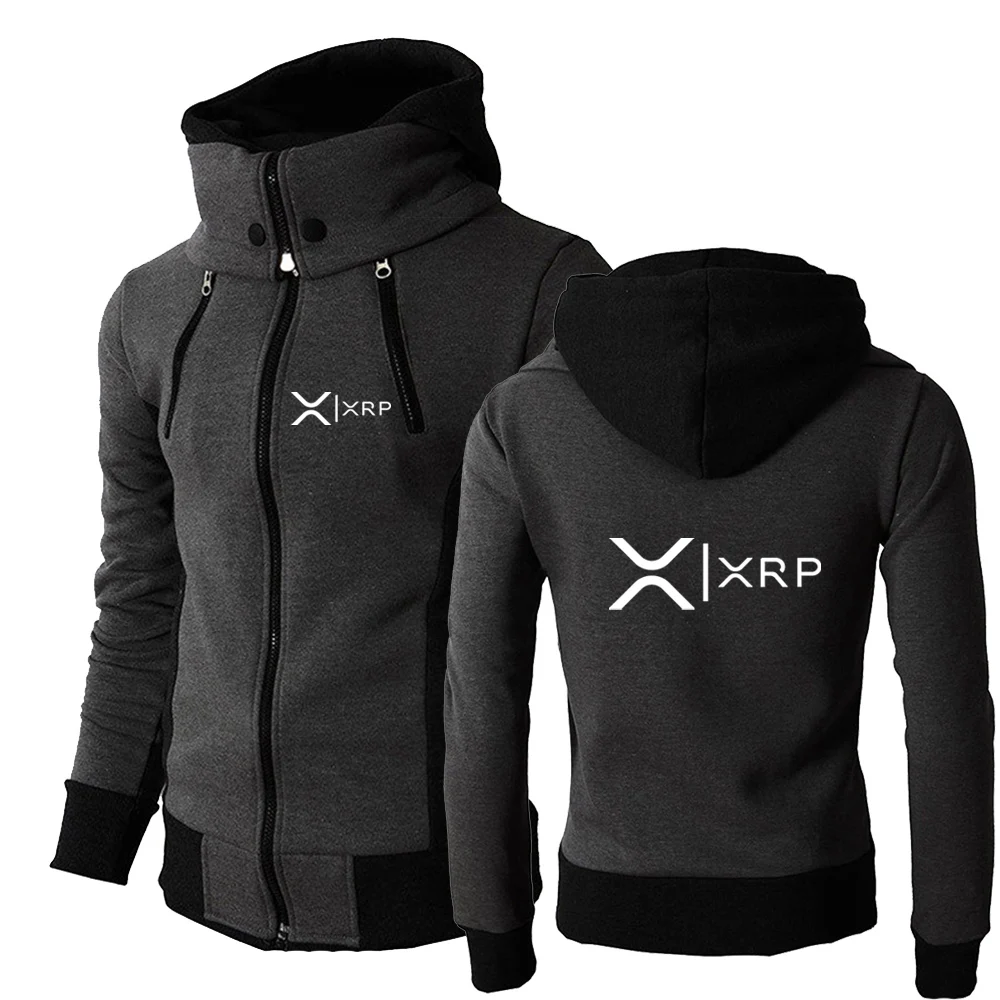 2025 Cryptocurrency Ripple XRP Men's New Spring and Autumn Zipper Hoodie High-quality Causal Comfortable Sports Sweatshirts Tops