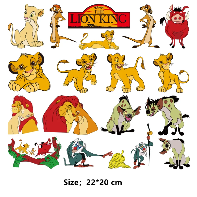 Disney THE LION KING cartoon Patches for clothes thermo-stickers for children Ironing applications